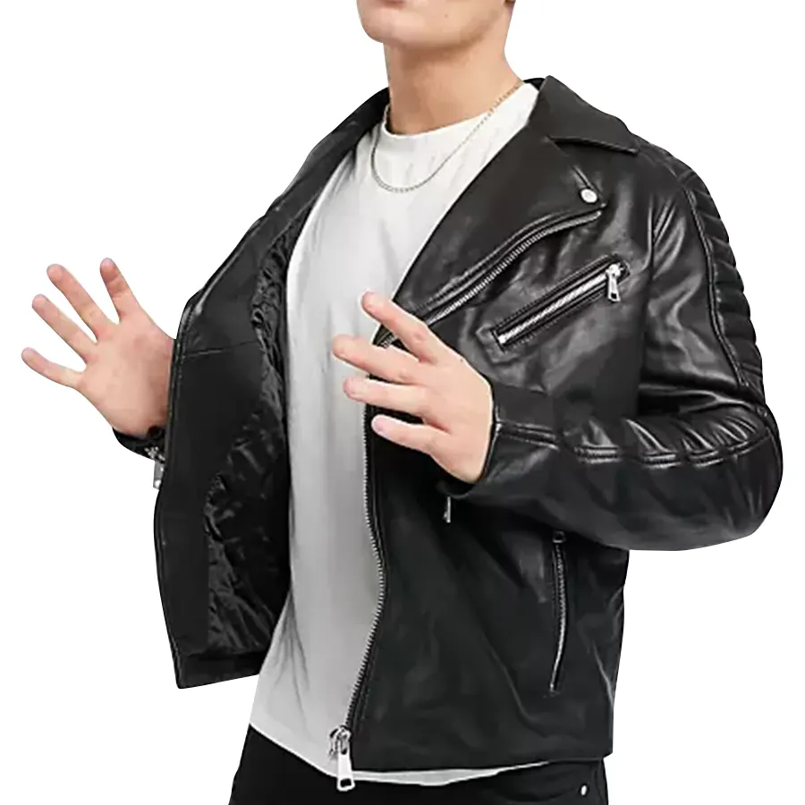 Quilted Shoulder Motorcycle Jacket quilted-shoulder-motorcycle-jacket