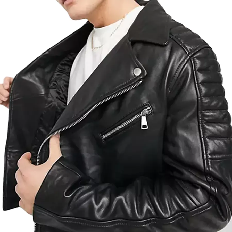 Quilted Shoulder Motorcycle Jacket quilted-shoulder-motorcycle-jacket