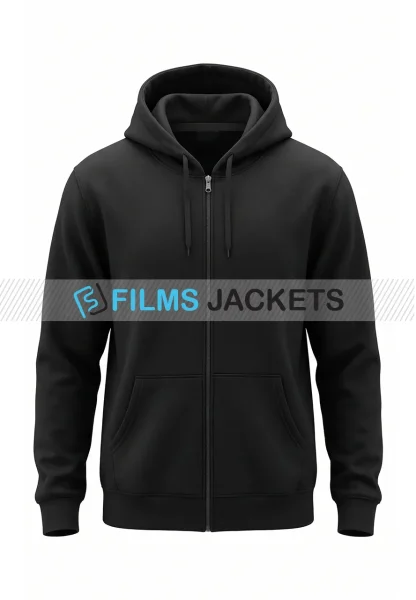 premium black full zip fleece hoodie