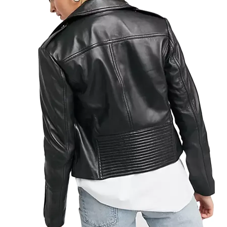 Women Biker Black Leather Jacket Women Black Biker Leather Jacket