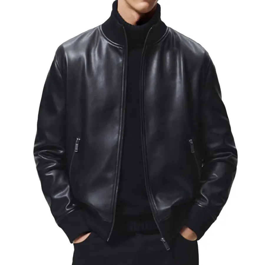 Men Spring Black Bomber Jacket men-spring-black-bomber-jacket