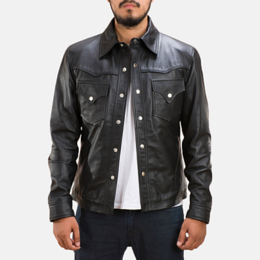 Detective Black Leather Shirt Jacket detective-black-leather-shirt-jacket