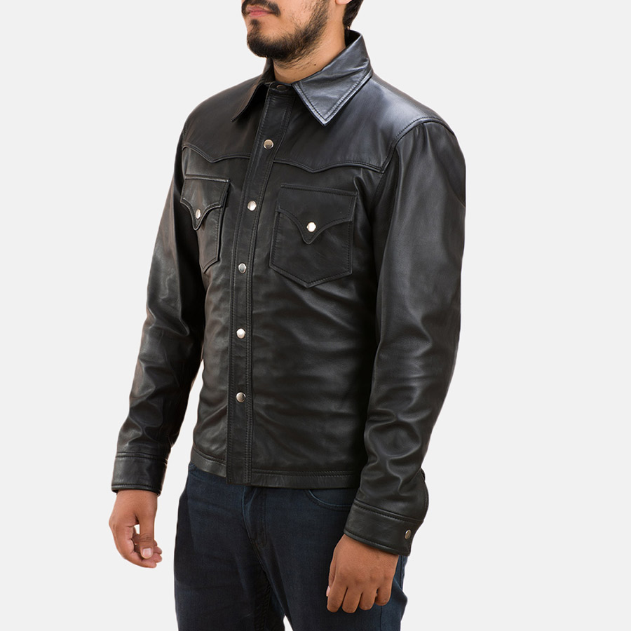 Detective Black Leather Shirt Jacket detective-black-leather-shirt-jacket
