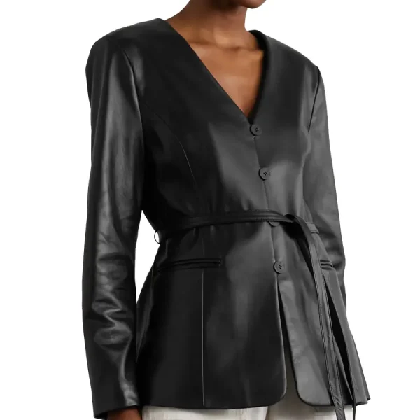 v-neck-black-leather-jacket