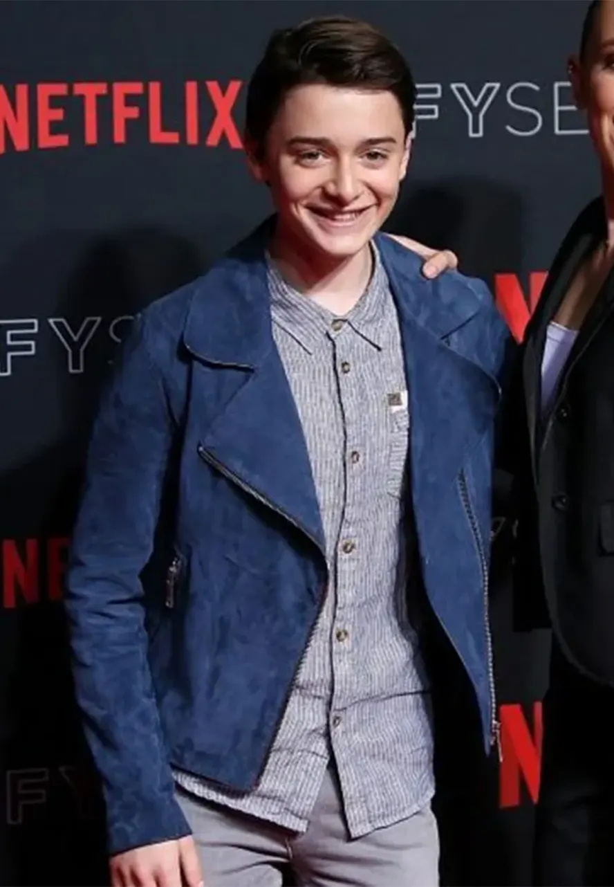 Stranger Things Noah Schnapp Blue Leather Jacket will byers blue leather jacket