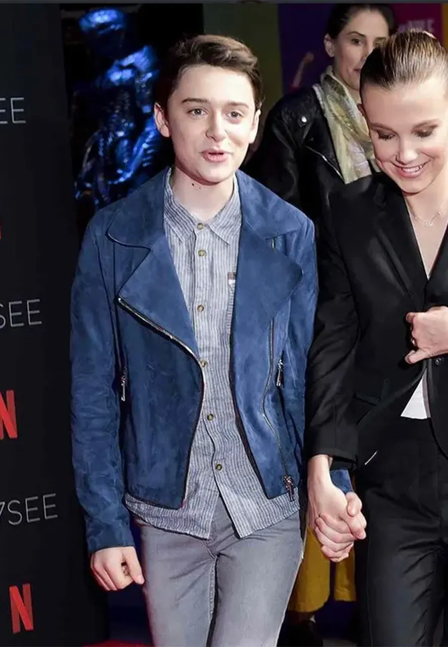 Stranger Things Noah Schnapp Blue Leather Jacket will byers leather jacket