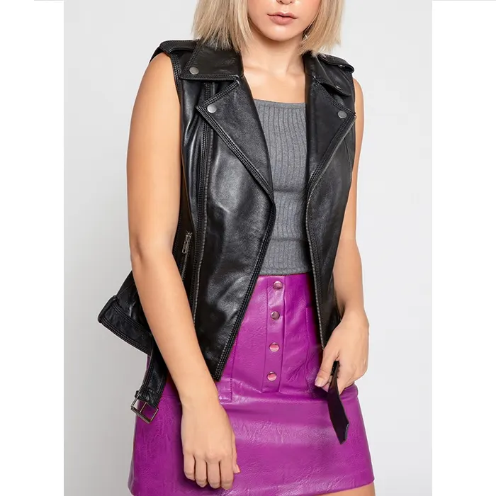 Vanda Black Leather Biker Vest vanda-black-leather-biker-vest