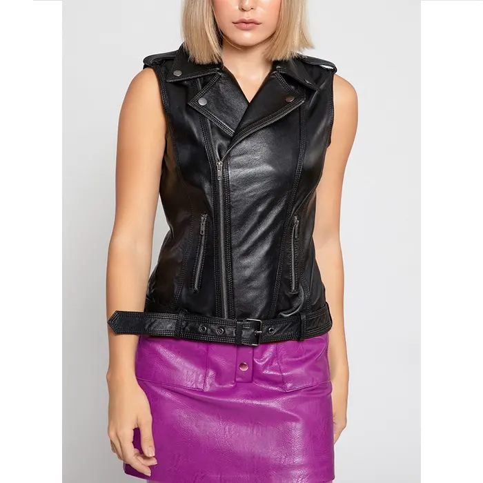 Vanda Black Leather Biker Vest vanda-black-leather-biker-vest