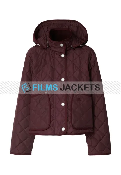 women purple quilted jacket
