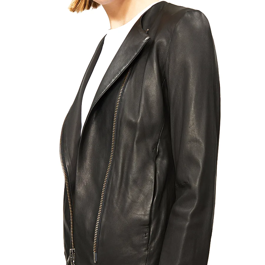 Women Collarless Faux Leather Jacket women-collarless-faux-leather-jacket