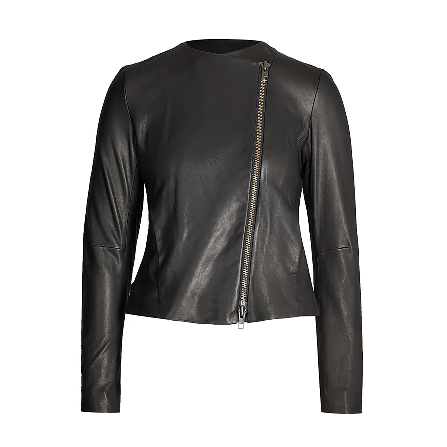 Women Collarless Faux Leather Jacket women-collarless-faux-leather-jacket