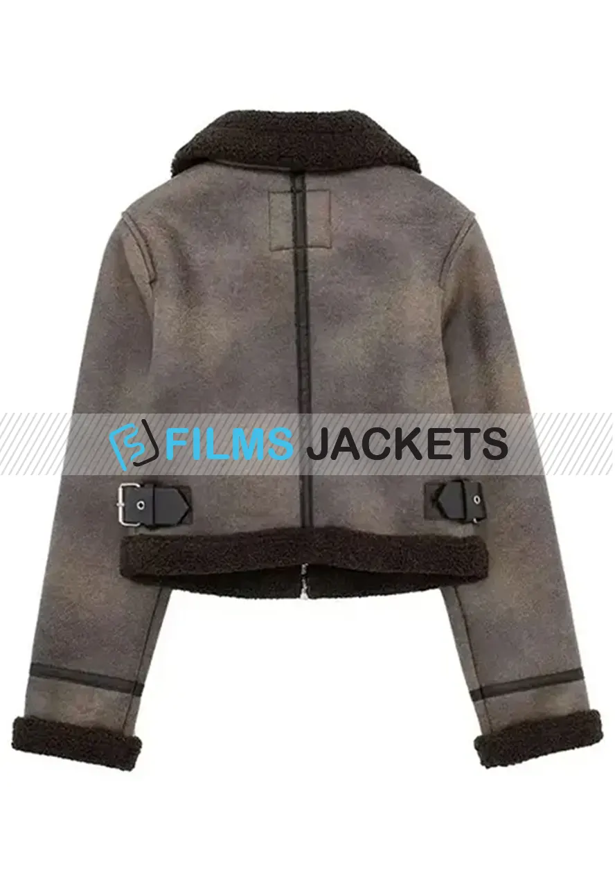 Women Brown Leather Shearling Jacket women shearling brown leather jacket