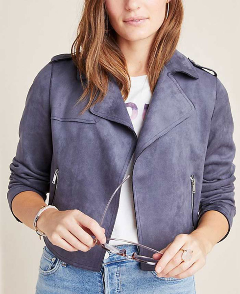 13 Reasons Why S04 Alisha Boe Suede Biker Jacket