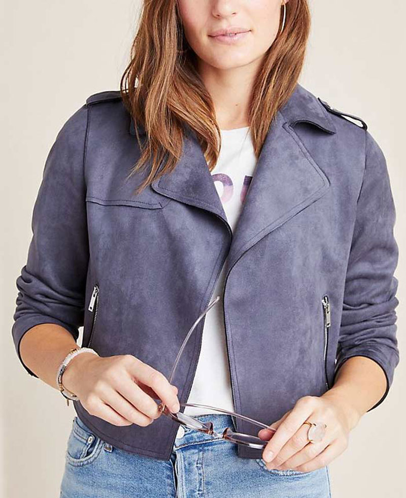 13 Reasons Why S04 Alisha Boe Suede Biker Jacket