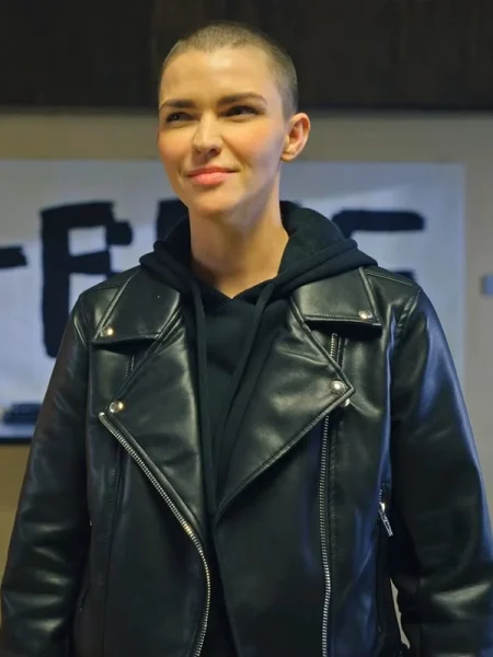 1UP 2022 Ruby Rose Black Leather Jacket