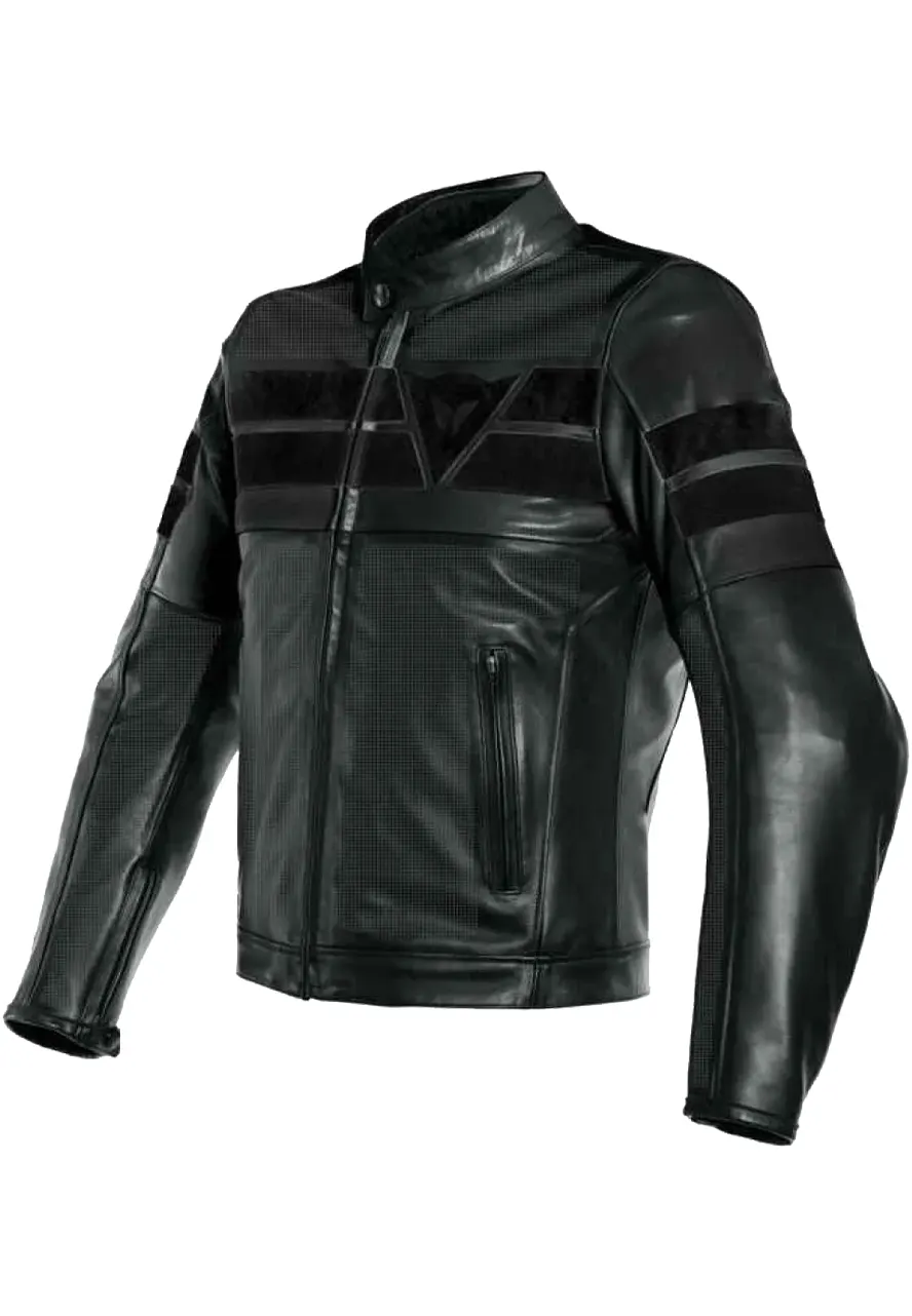 8 Track Perforated Leather Jacket