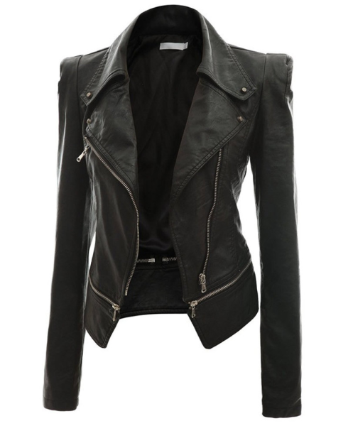 Women's Alabama Black Leather Motorcycle Jacket