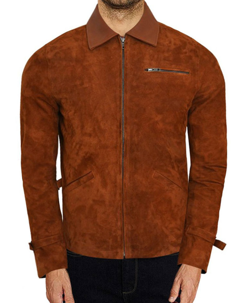 Allied Brad Pitt Brown Suede Leather Jacket