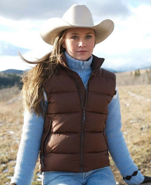 Heartland Amber Marshall Puffer Brown Cowboy Vest