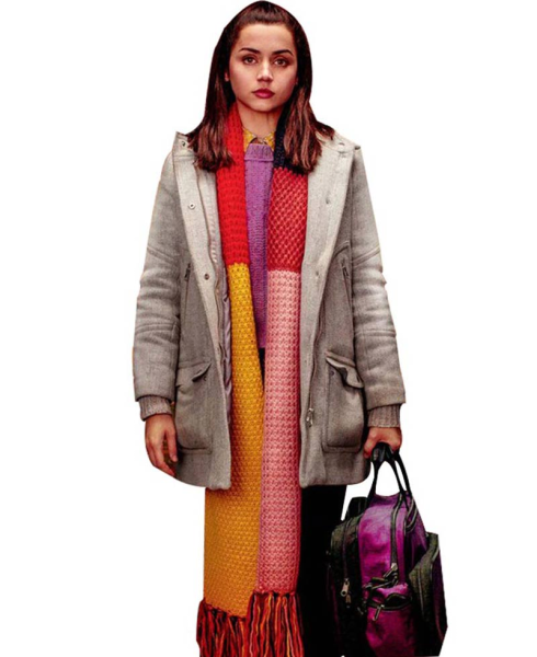 ana de armas knives out grey coat