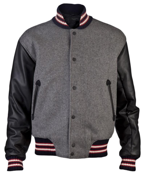 Andrew Garfield Varsity Wool Jacket with Leather Sleeves