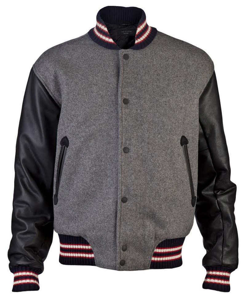 Andrew Garfield Varsity Wool Jacket with Leather Sleeves