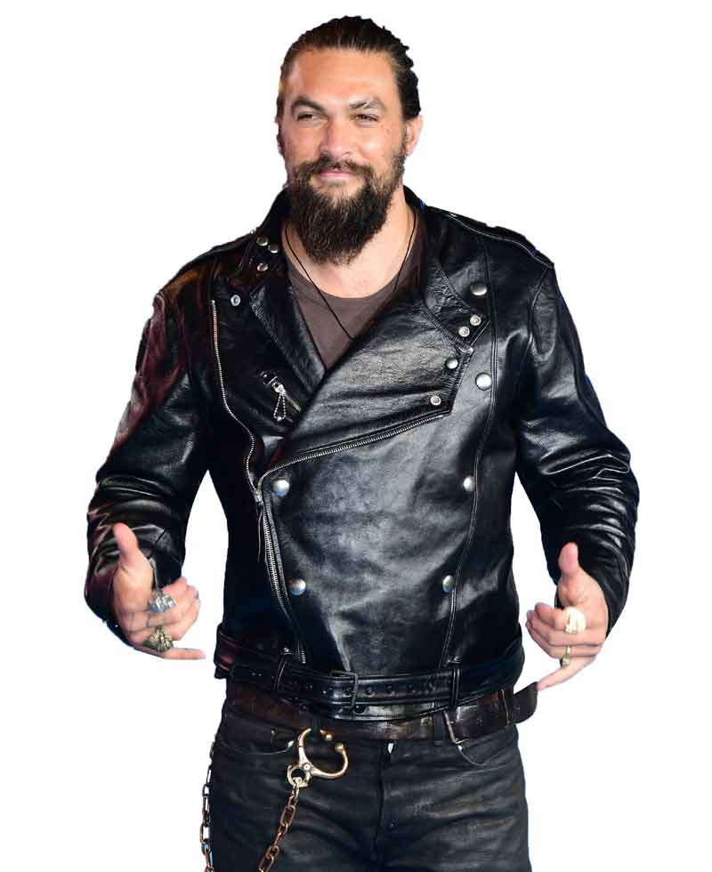 Aquaman Jason Momoa Black Leather Biker Jacket