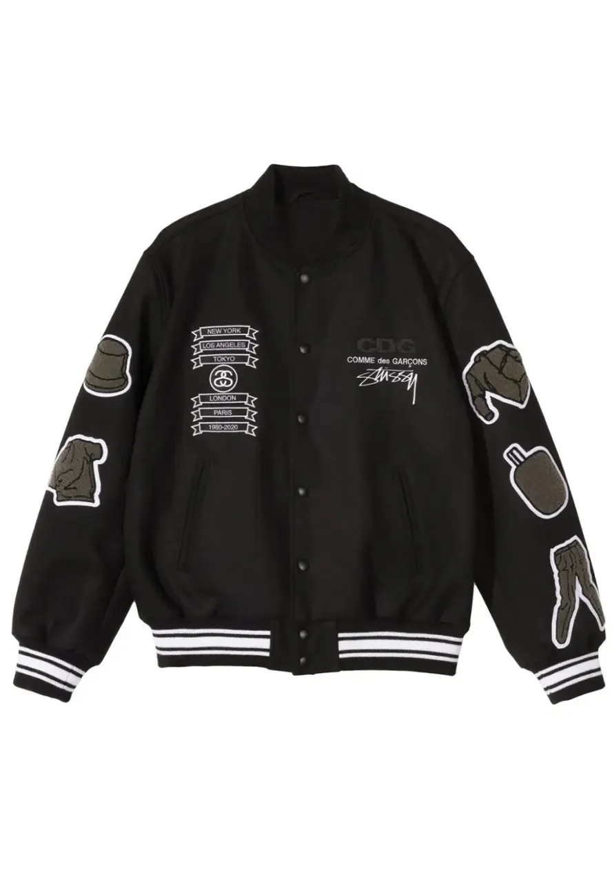 Asap Rocky Stussy CDG Wool Varsity Jacket