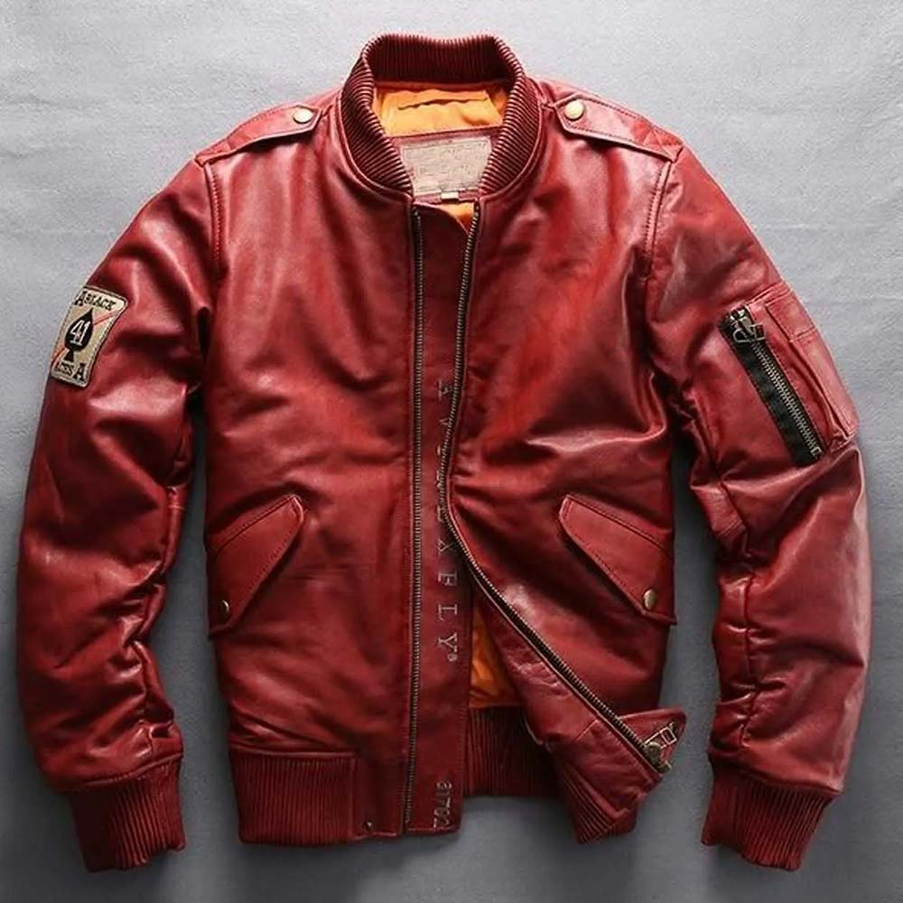 Avirex Ace of Spades Red Leather Jacket