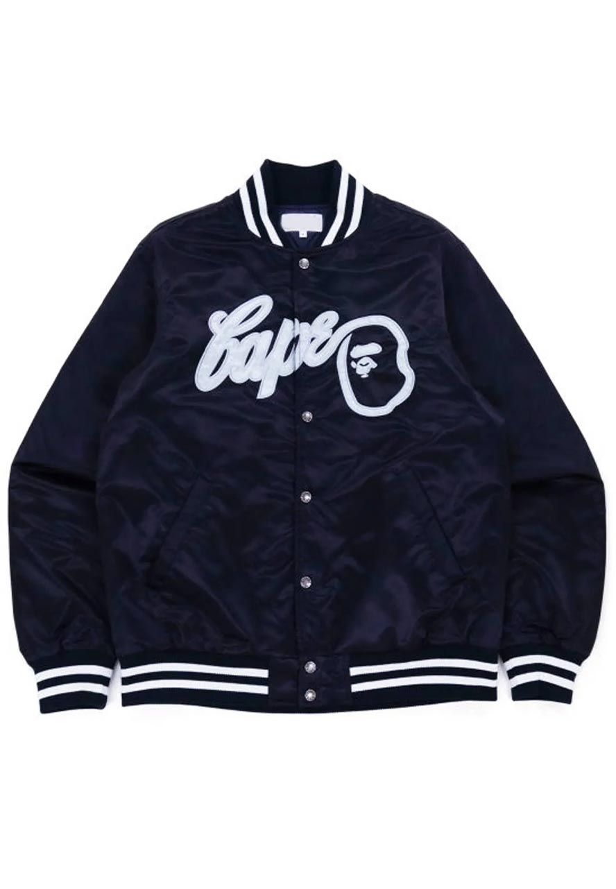 Bape Baseball Navy Blue Bomber Jacket