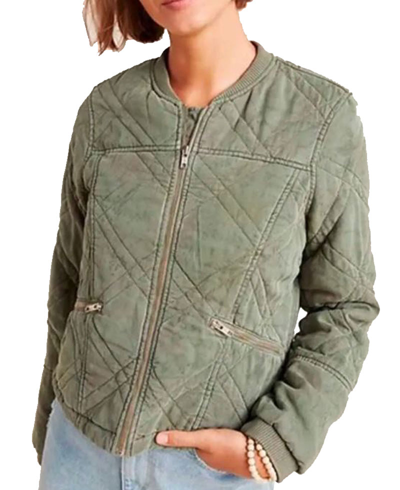 Simona Brown Behind Her Eyes Green Quilted Jacket