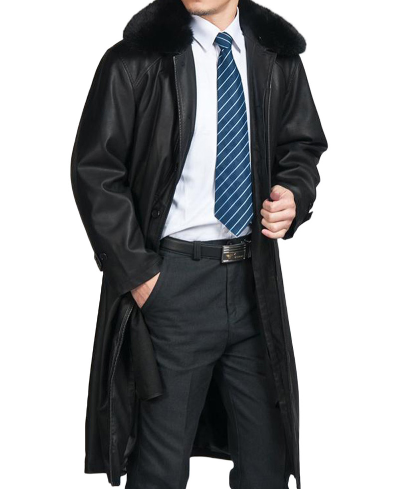 mens black leather trench coat