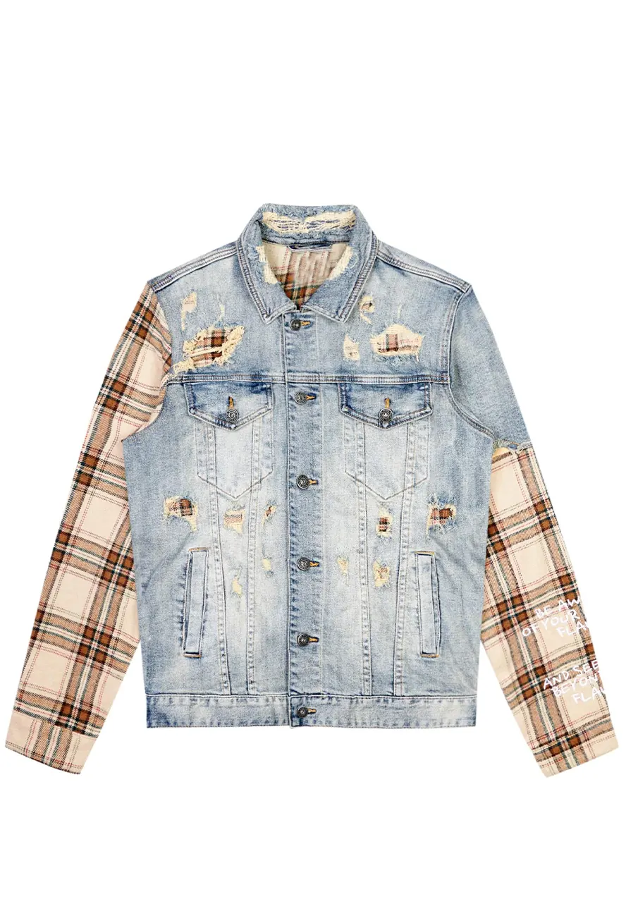 Big and Tall Plaid Denim Jacket