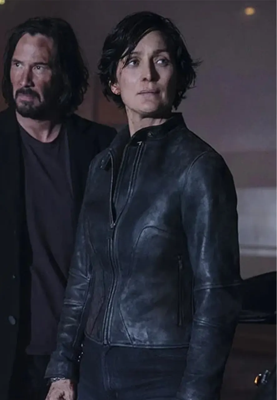 Carrie-Anne Moss The Matrix 4 Biker Leather Jacket