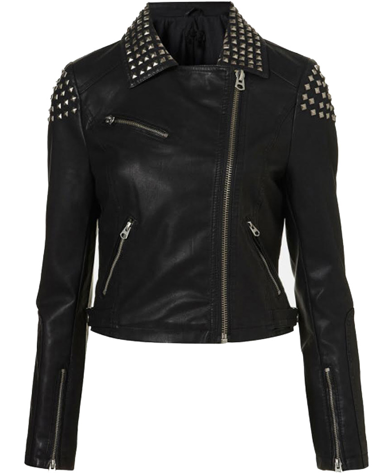Studded Design Demi Lovato Biker Jacket