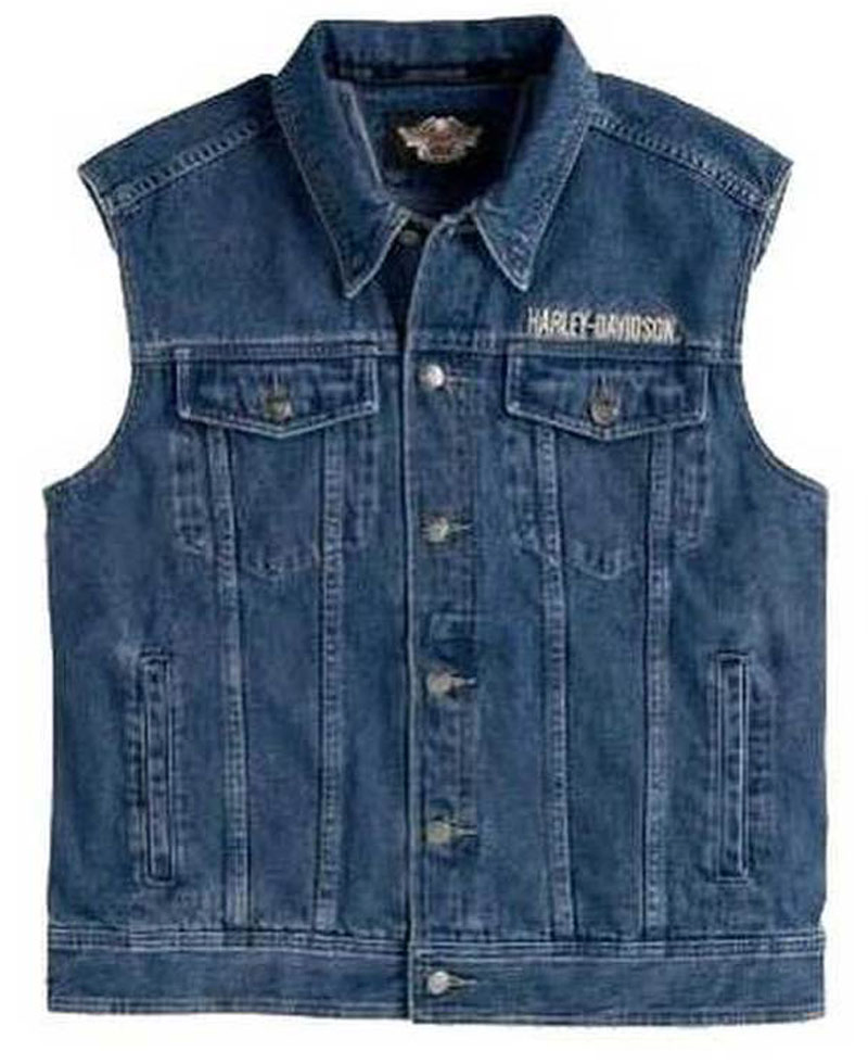 Men's Harley Davidson Blue Denim Biker Vest