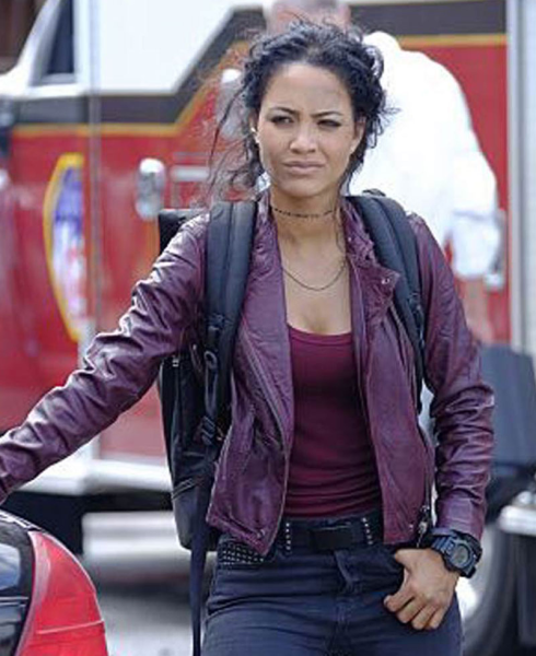 Macgyver Tristin Mays Biker Purple Leather Jacket