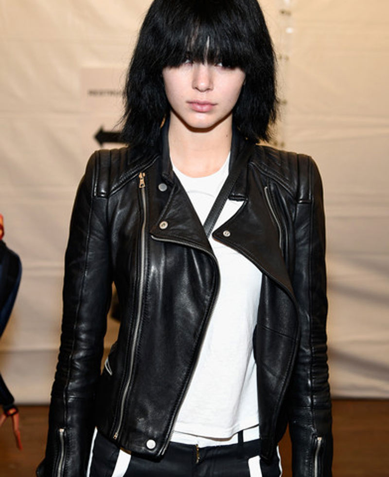 Kendall Jenner Moto Style Black Leather Jacket