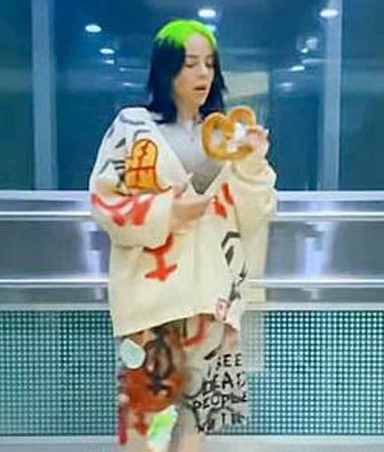 billie eilish therefore i am music video multi color wool blend jacket