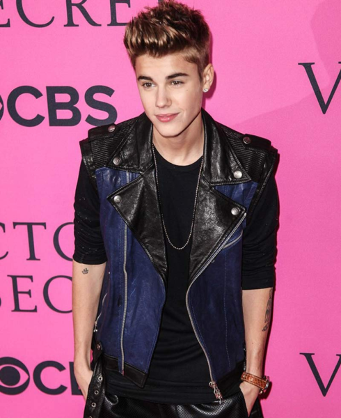 Justin Bieber Blue and Black Leather Vest