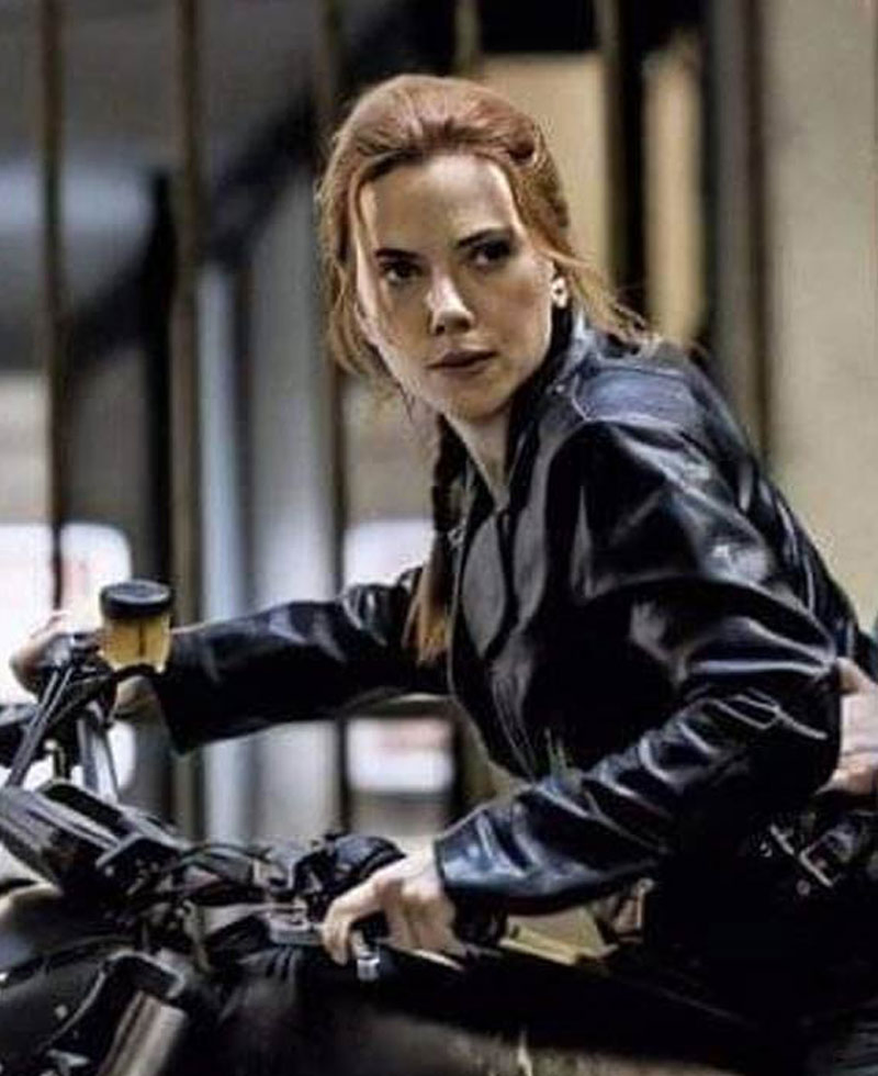 Scarlett Johansson Black Widow Motorcycle Leather Jacket