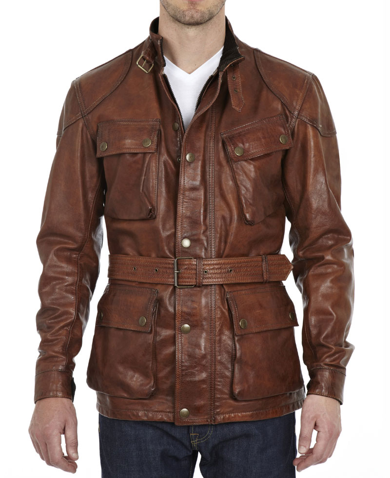 Brad Pitt Benjamin Button Brown Leather Motorcycle Jacket