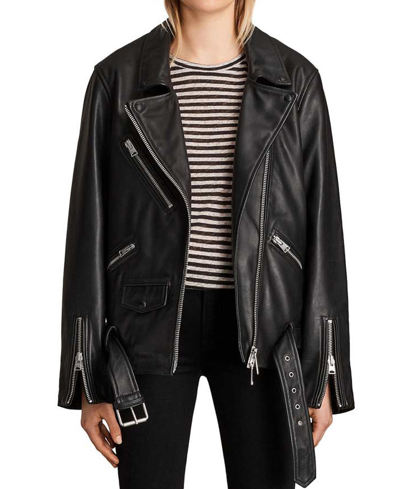 Emily in Paris Camille Razat Black Leather Jacket