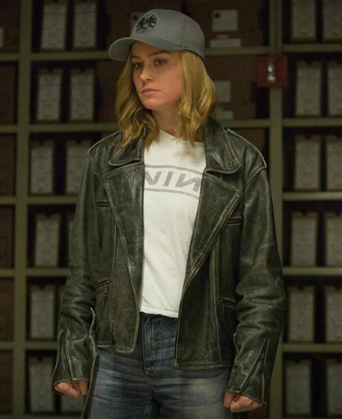 Brie Larson Green Leather Jacket