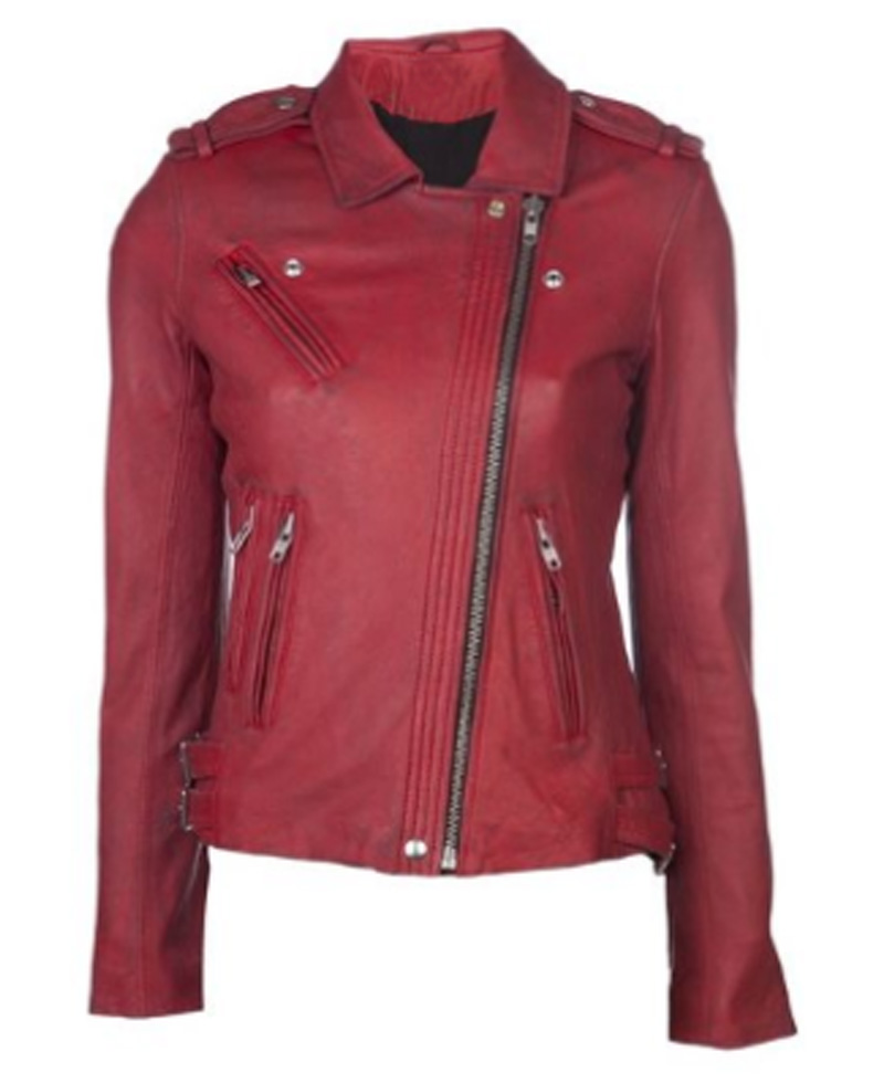 Kate Beckett Castle Stana Katic Red Leather Jacket