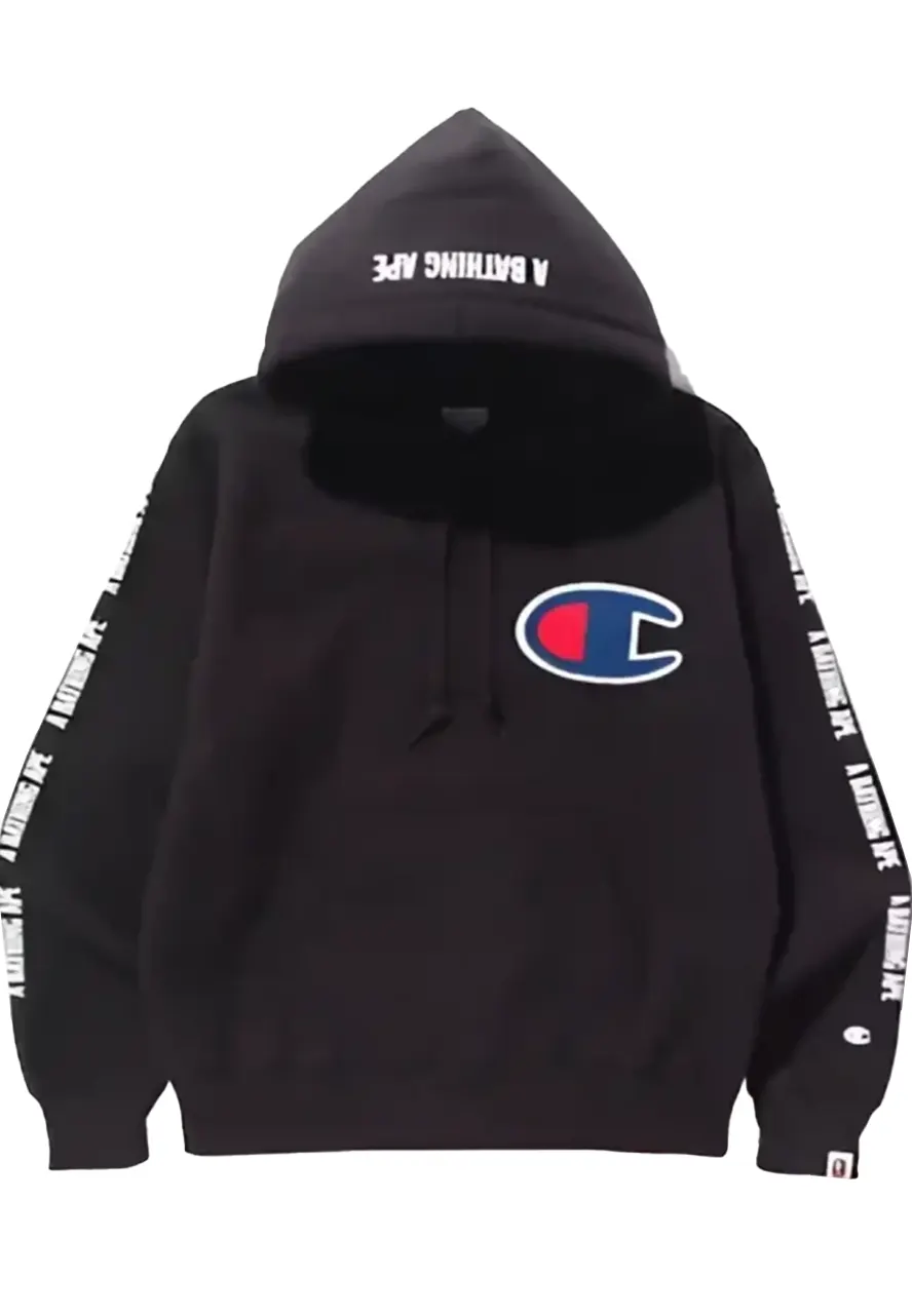 Champion Bape Black Hoodie