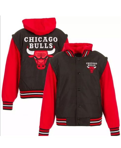 Men's Chicago Bulls Red and Black Jacket