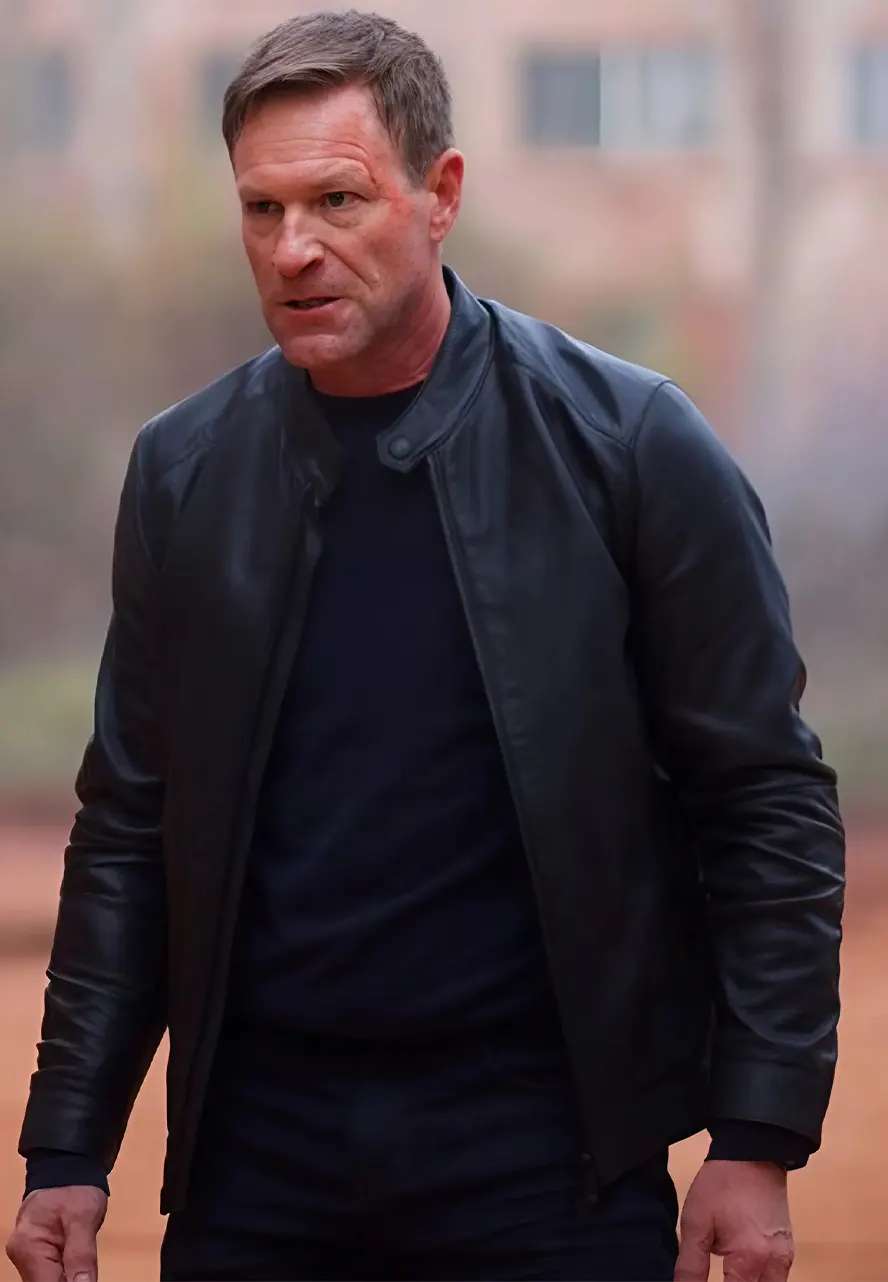 Chief Of Station Aaron Eckhart Black Leather Jacket