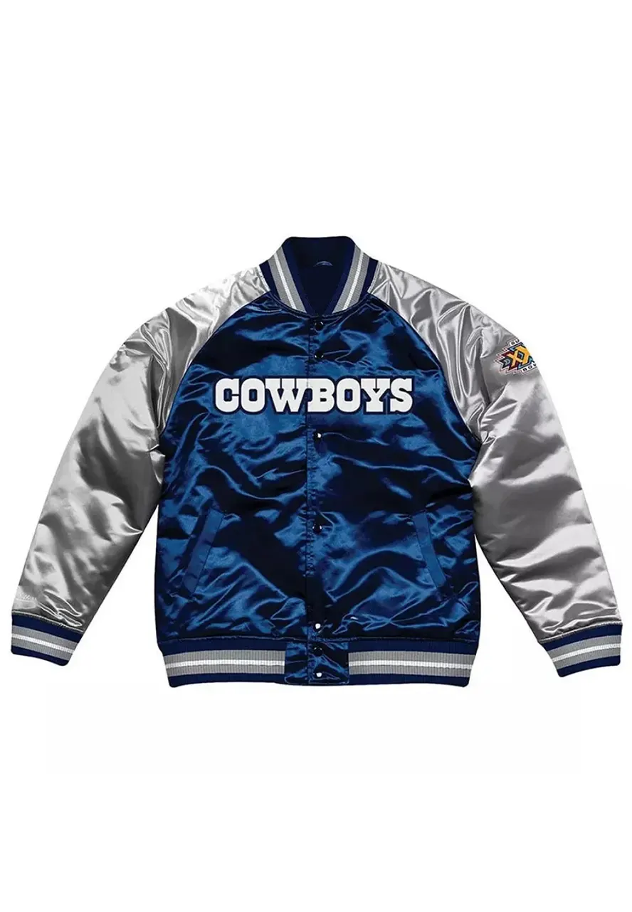 Dallas Cowboys Navy Blue and Silver Varsity Jacket