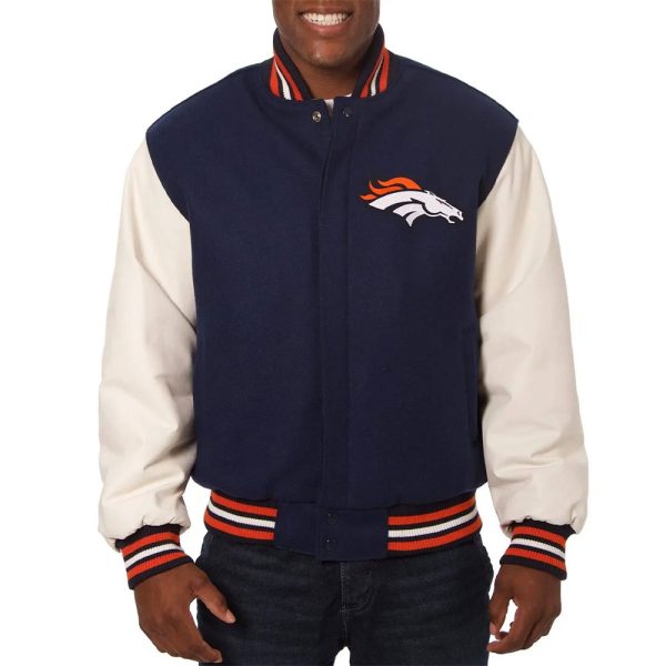 Denver Broncos Navy Blue Varsity Jacket